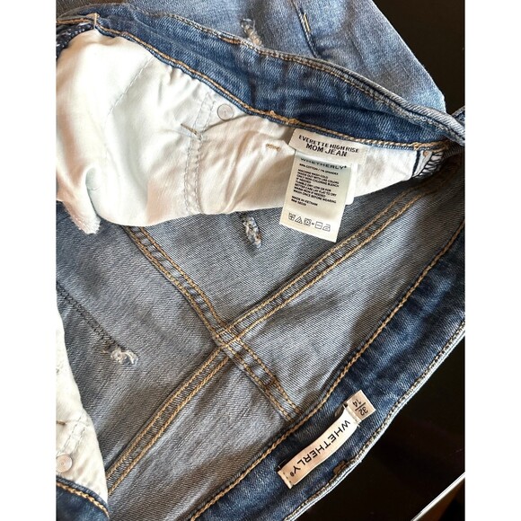 Whetherly Everette High Rise Cropped Vintage Wash Distressed Mom Jeans 32 14 - Picture 11 of 12